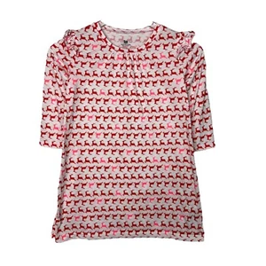 J. Crew Crewcuts Prancing Reindeer Nightgown Ruffle Christmas Holiday Girls Sz 6 - Picture 1 of 6