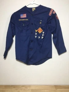 Boy Scouts of America Official BSA Shirt PATCHED Youth M Blue Uniform Webelos! - Picture 1 of 8