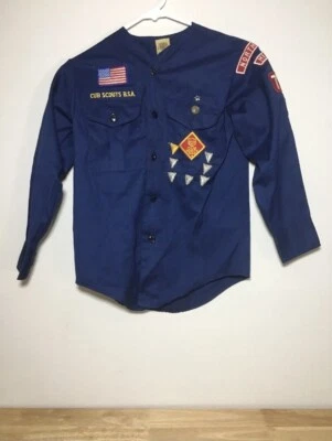 Boy Scouts of America Official BSA Shirt PATCHED Youth M Blue Uniform Webelos! - Image 1 of 4