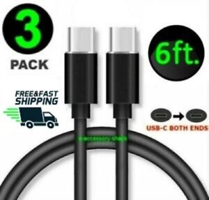 3 Pack 6FT USB-C to USB-C Cable Fast Charge Type C Charging Cord Quick Charger