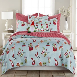 Gnome for the Holidays Mint Twin Quilt - Levtex Home - Picture 1 of 6