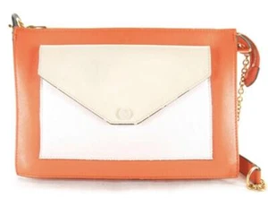 Celine Shoulder Bag Bicolor Logo Leather Orange - Picture 1 of 9