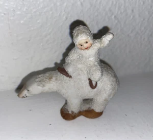 ANTIQUE German Snowbabies on POLAR BEAR - Picture 1 of 2