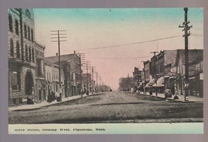 Pipestone MINNESOTA c1910 MAIN STREET Stores LOOKING WEST MN B1 - Picture 1 of 2