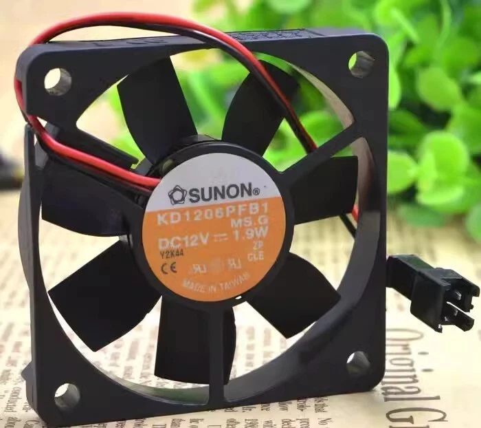 SUNON KD1206PFB1 6010 DC12V 1.9W 6CM 2-Pin Ball Cooling Fan - Image 1 of 1