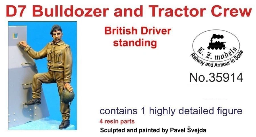 LZ MODELS BRITISH D7 BULLDOZER & TRACTOR DRIVER STANDING Scala 1/35 Cod.35914 - Immagine 1 di 1