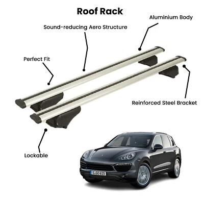 2 piezas barras transversales plateadas para Porsche Cayenne SUV 2010-2017 Foto 1 de 4
