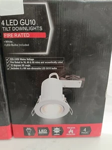 4 X Light LED GU10 Tilt Downlights Fire rated white Led bulbs included - Picture 1 of 1