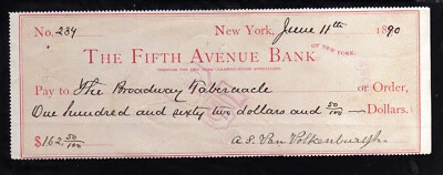 4E150  -   1890  THE FIFTH AVENUE BANK - NEW YORK - Image 1 of 2