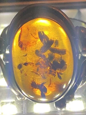 Anello Antico In Argento  925 E Ambra - Immagine 1 di 4