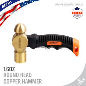16OZ Copper Head Hammer Brass Ball Stubby Hammer Nonslip Non-Sparking Anti-Shock