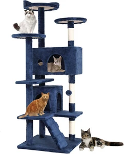 54in Multi-Level Cat Tree Tower Furniture Activity Center with Scratching Posts - Picture 1 of 56