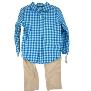 CARTER'S TODDLER BOY SHIRT & PANT SET BLUE PLAID NEW WITH TAG SIZE 4T - Picture 1 of 3