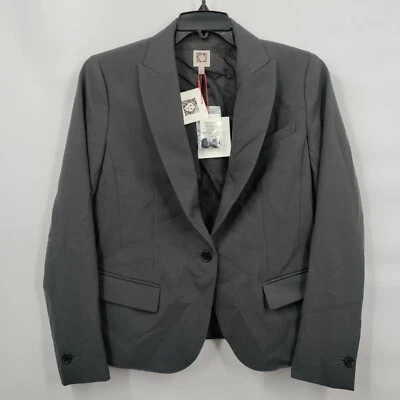 New Anne Klein Slim Fit Single Breast One Button Blazer Jacket Size 8 Women Gray - Image 1 of 4