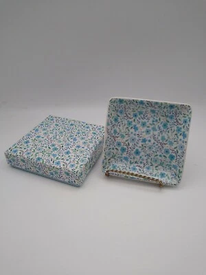 Fringe Studio Twiggy Floral Porcelain 4x4 Trinket Dish Blue Floral  - Image 1 of 4