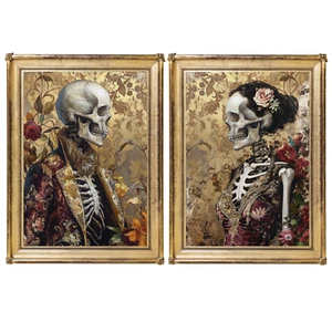 Victorian Skeleton Couple Portraits – Gothic Prints - Valentine and Wedding gift - Picture 1 of 8