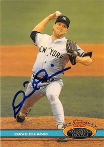 Dave Eiland autographed baseball card (Yankees) 1991 Topps Stadium Club #477