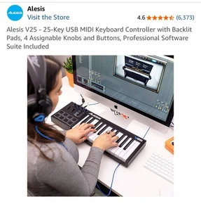 Alesis V25 USB Midi Keyboard Controller 25-Key with Backlit Pads - Picture 1 of 3