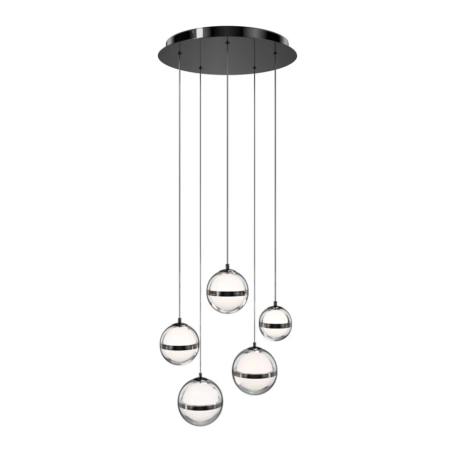 Colgante multiluz redondo dweLED Cyllindra 5 luces, cromo negro/ - PD-77505R-BC Foto 1 de 1
