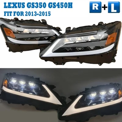 Pair Triple LED DRL Projector Headlight LH+RH For 2013-2015 Lexus GS350 GS450h - Image 1 of 4
