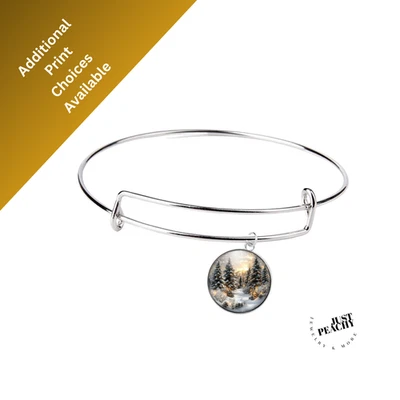 Brazalete Brazalete Invierno País de las Maravillas Brillo Nieve Dorado Plata Dije Foto 1 de 3