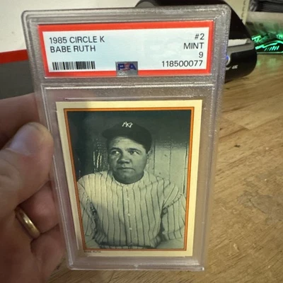 Babe Ruth Baseball Card PSA 9 Vintage NYC New York Yankees Circle K Bambino 1985 - Image 1 of 4