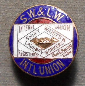 Lapel Stud: S.W. & L.W. Int’l Union, Shirt Waists & Laundry Workers Internl. Uni - Picture 1 of 3
