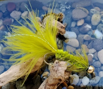 Gilchrist Fliegen. 3 x Goldkopf WOOLLY / WOOLY BUGGERS OLIVE.  Auswahl an Größen - Bild 1 von 2