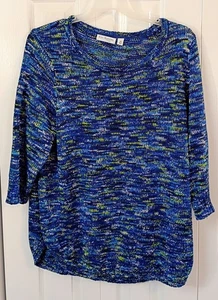 Damen bunter blauer Pullover-Pullover-3/4 Arm-Curvy ÜBERGRÖSSE 2X-Kim Rogers - Bild 1 von 2