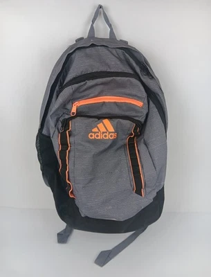 Adidas Excel 6 Backpack Grey w/ Orange Logo 19"  15" laptop School Gym Travel - Image 1 of 4