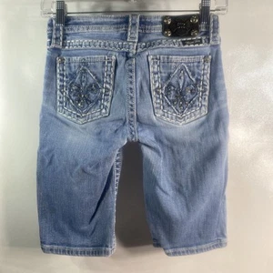 Miss Me Studded Light Wash Vintage Casual 5 Pocket Capri jpk5129bm Girls Size 14 - Picture 1 of 9