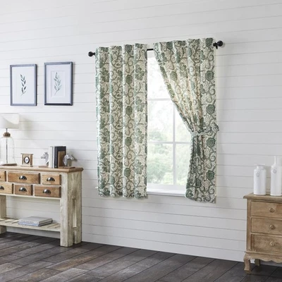 Painéis Dorset Verde Floral Short Farmhouse 63x36 Conjunto de 2 Cortinas Marcas VHC - Imagem 1 de 4