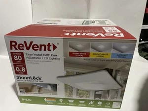 Revent RVL80 80 CFM Easy Install Bath Fan - Adjustable LED Lighting - New In Box - Picture 1 of 2