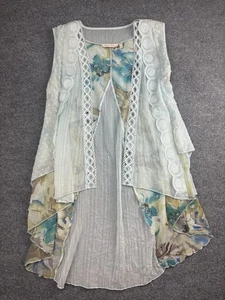 Soft Surroundings Vest Womens Small Floral Sheer Open Front Boho Layering Top - Picture 1 of 5