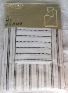 IKEA Tyra Blad Twin Single DUVET COVER Set White Blue Leaf Stripe Kazuyo Nomura - Picture 1 of 3
