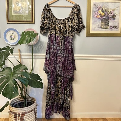 LotusTraders батик макси платье S M L крестьянский каприз ведьма богемное цветной новый с Ярлыками - Изображение 1 из 4