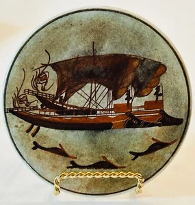 Kepameikoe AOHNAI Griega Cerámica Esmaltada Griego Velero 1938 Pintado a Mano - Imagen 1 de 6