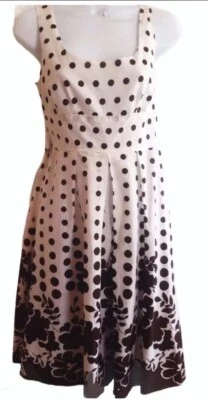 A.P.N.Y. Vestido para damas talla 4 sin mangas cintura imperio hasta la rodilla punto marrón crema Foto 1 de 4