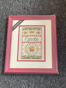 FRAMED COMPLETED CROSS STITCH: SMILE DAISY: 28 x 24cm(NO GLASS) - Picture 1 of 1