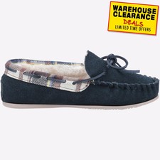 Mokkers Emily Moccasin Slippers For Women - Navy, Size 8 US, Thermoplastic Rubber Sole