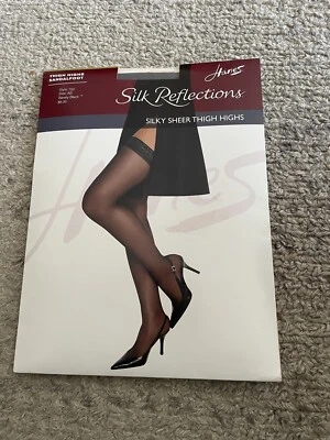 1 par de medias ligeras Hanes Vintage talla AB malla apenas negras Foto 1 de 4