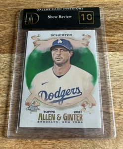 Topps Allen & Ginter 2021 cromo Max Scherzer refractor verde/99 Dodgers DCI 10 - Imagen 1 de 2