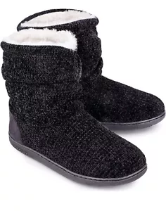 Damen Frauen Stiefeletten Hausschuhe Memory Foam Strick Komfort Fell warm Haus 5/6 - Bild 1 von 6