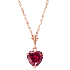 Collar de oro rosa liso 14 K de 1,45 quilates rubí en forma de corazón - Imagen 1 de 4