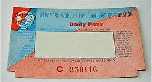2 1964 1965 New York Worlds Fair Admissions Daily Pass Eintrittskarte NOS Neu - Bild 1 von 5