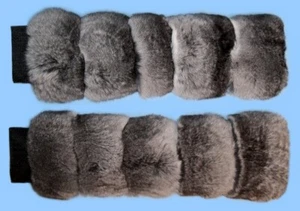 NUEVOS PUÑOS DE PIEL DE CHINCHILLA GENUINOS micro gancho y bucle ajustables EXCELENTE CON CUALQUIER ABRIGO - Imagen 1 de 3