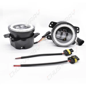 FOR Jeep Wrangler JK JL JT Pair 4" Inch Round LED Fog Lights DRL WHITE/AMBER - Picture 1 of 14