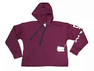 DKNY Sport 1989 Logo Women's Knit Pullover Hoodie Sweatshirt L NWT Bordeaux - Picture 1 of 1