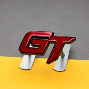 Black & Red GT Car Grille Emblem Letter Metal Grill Sport SUV Coupe Logo Badge - Picture 1 of 6