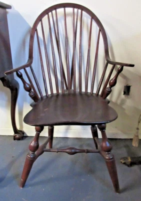 FINO/RARO ANTIGUO NY BRAZO CONTINUO SOPORTE TRASERO WINDSOR CIRCA 1790 PÁTINA ANTIGUA Foto 1 de 4